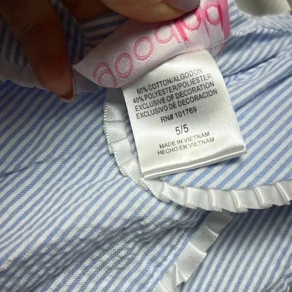 Good Lad Chambray striped Pinafore dress NWT girls 5 - Picture 8 of 8